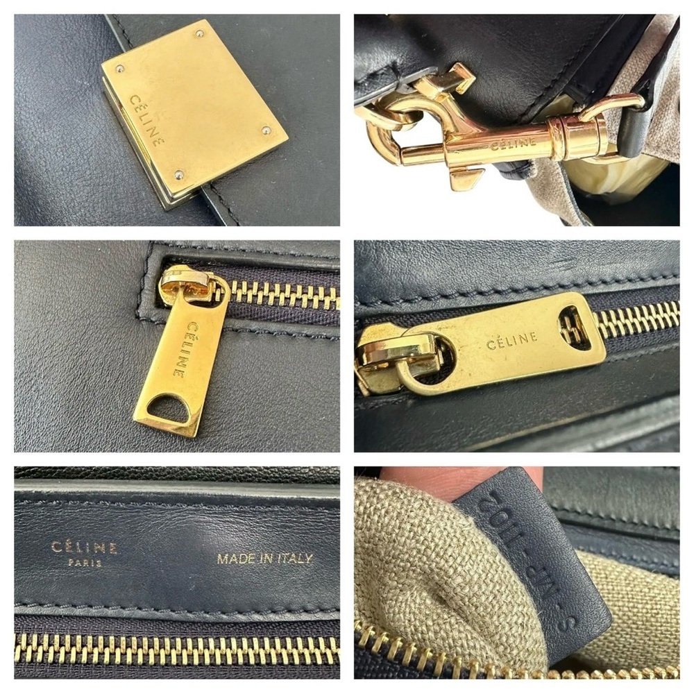 Celine Trapeze Black Navy Blue & Ivory Leather Two Way Bag - Picture 6 of 11